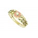 Gold Plated Metal Bangle bridal wedding jewelry white zircon stone pink enamel